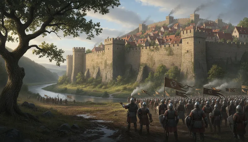 Illustration of fortification: Structure built to defend a place.