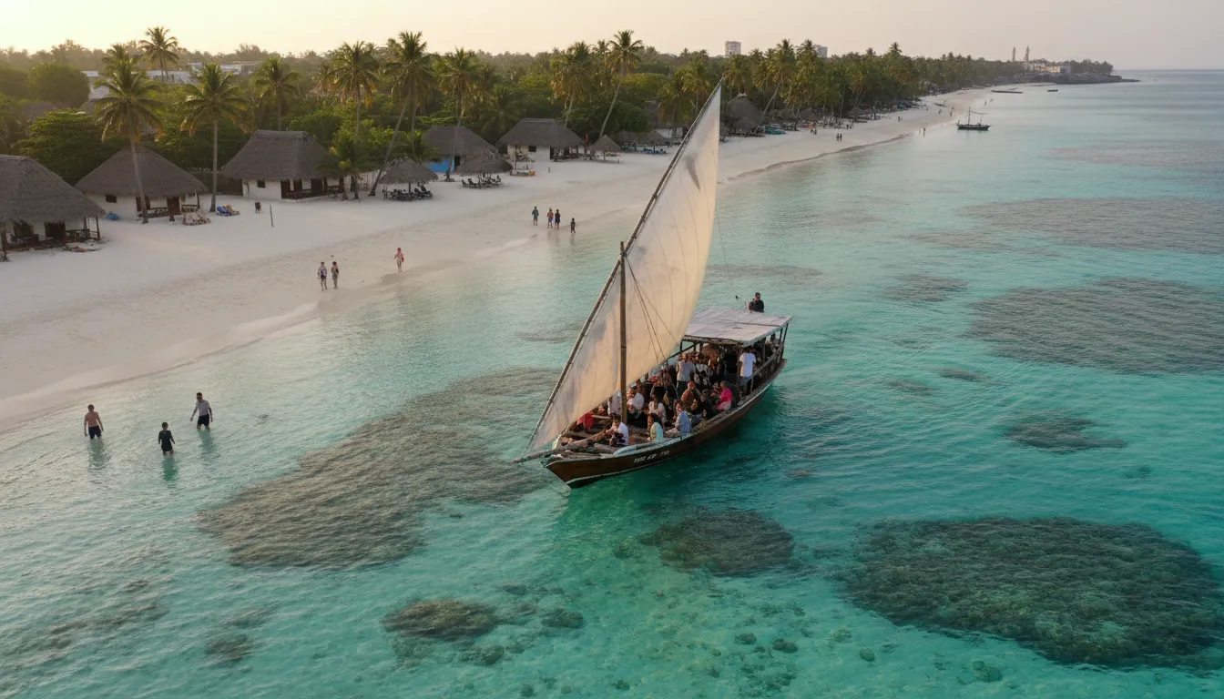 Zanzibar 일러스트: an island known for its spices and beaches