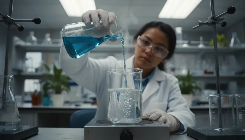 Illustration of beaker: A glass container for mixing liquids.