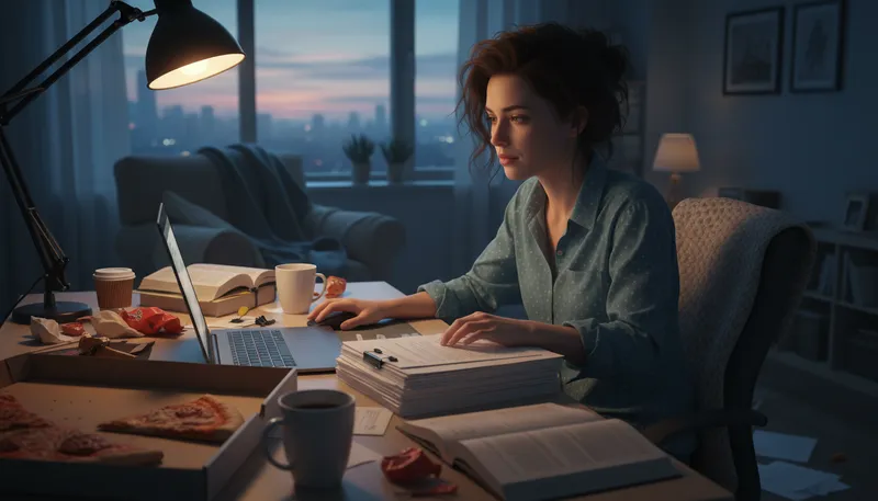 Illustration of pull an all-nighter: To stay up all night working or studying.