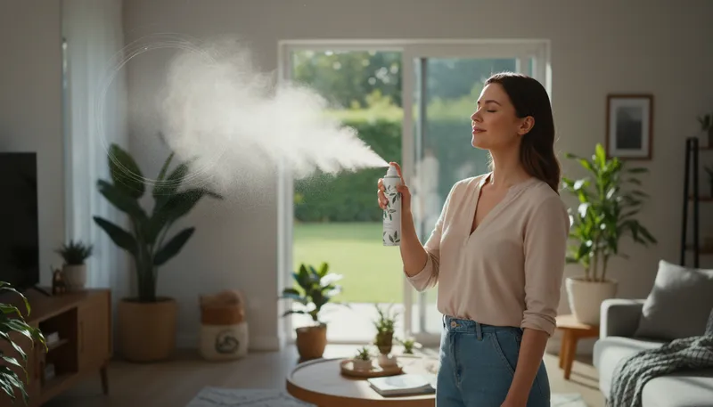 Illustration of aerosol: Spray particles suspended in air.