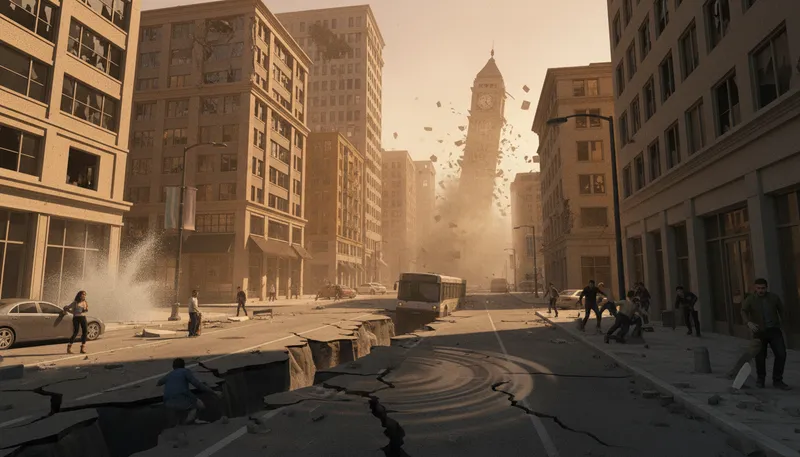 Illustration of cataclysmic: Describing a sudden and violent event.