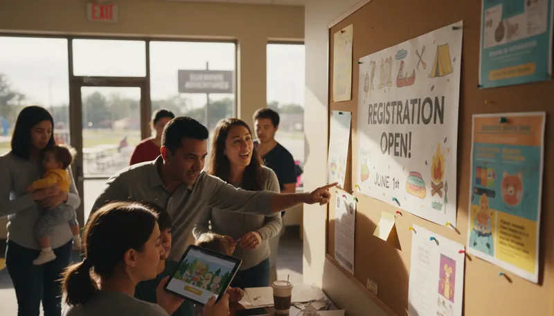 Illustration of enrolment: The process of signing up for something.