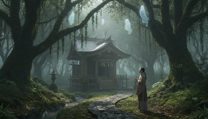 Illustration of kami: A spirit or deity in Japanese culture.