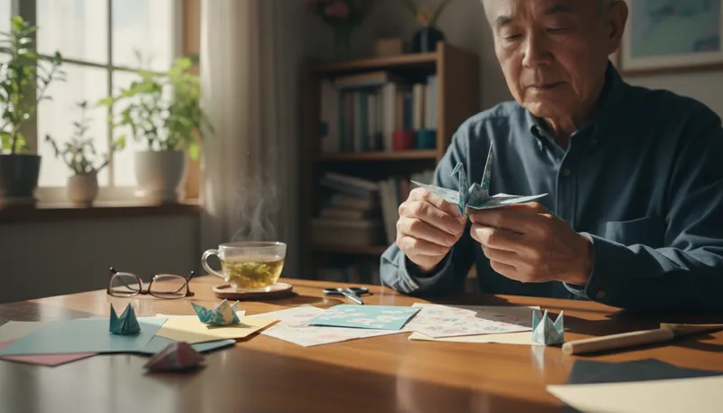 Illustration of origami: The art of folding paper into shapes.
