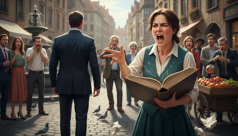 Illustration of call someone every name in the book: Insult someone with every possible term.