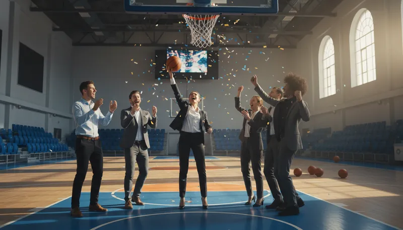 Illustration of slam dunk: an easy, certain success or achievement