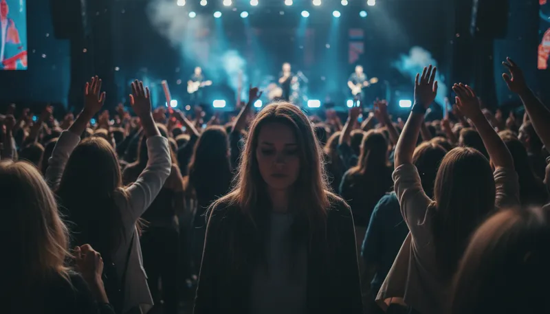 Illustration of alone in a crowd: Feeling isolated among many people.