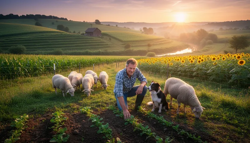 Illustration of husbandry: The care of plants and animals.