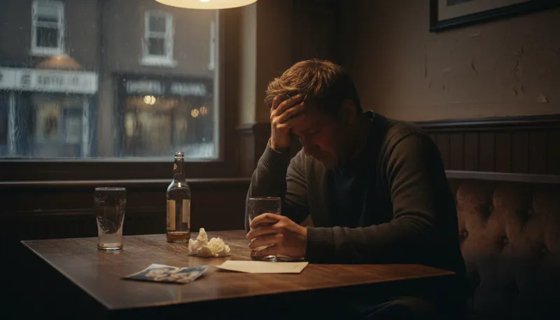 Illustration of sad drunk: someone who drinks and becomes emotional