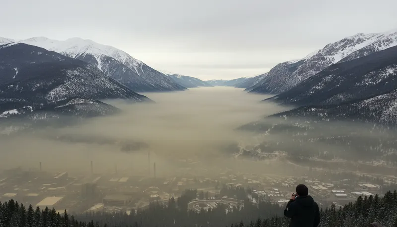 Illustration of inversion: a meteorological phenomenon of temperature change
