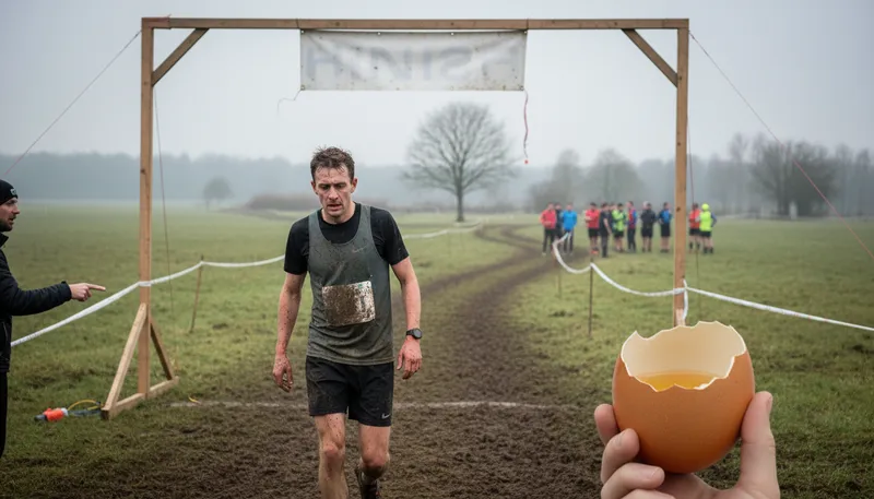 Illustration of rotten egg: last person in a race or competition