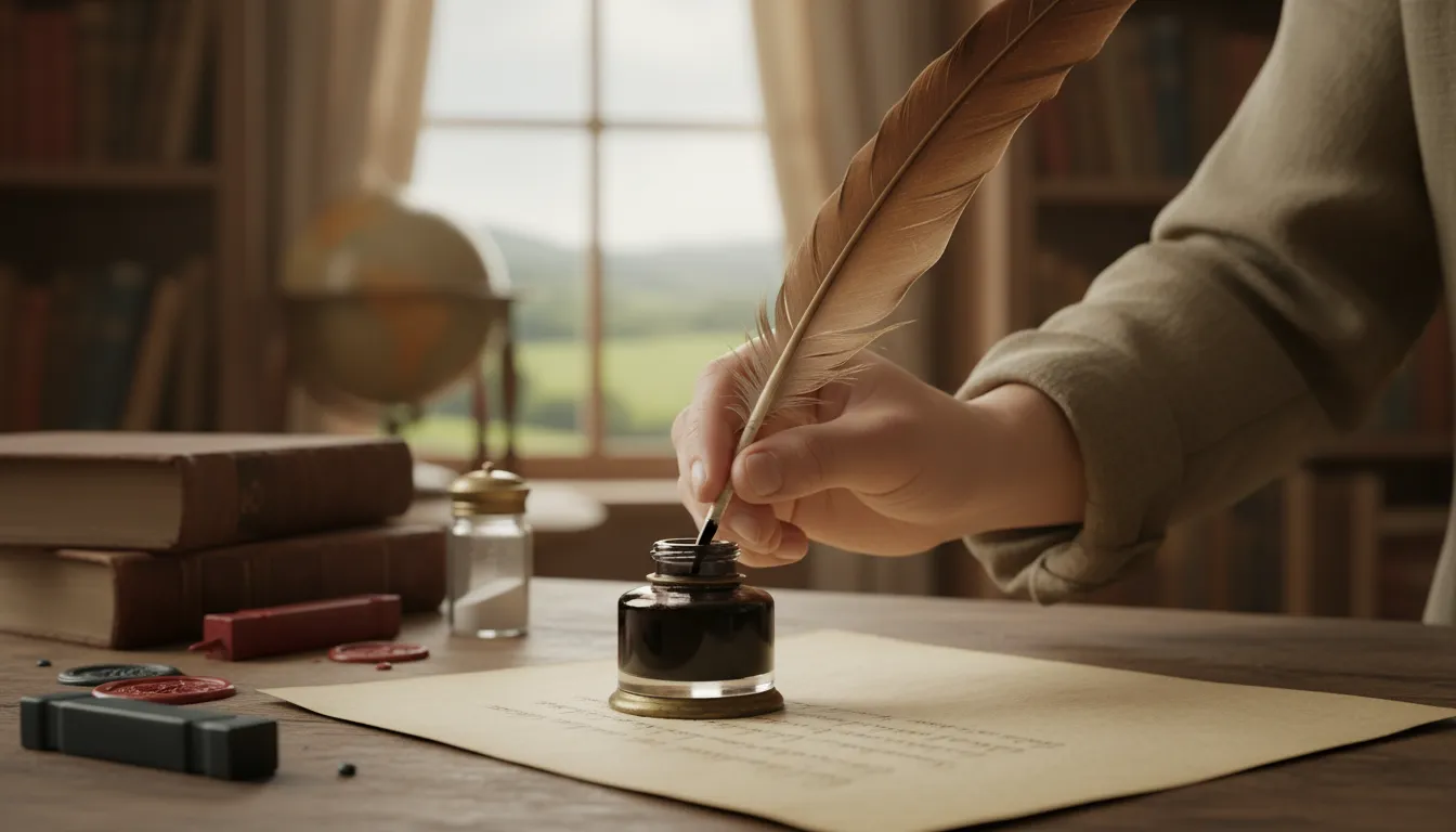 quill 일러스트: a writing tool made from a feather