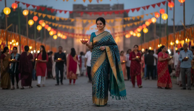Illustration of saree: A traditional garment worn by women in South Asia.