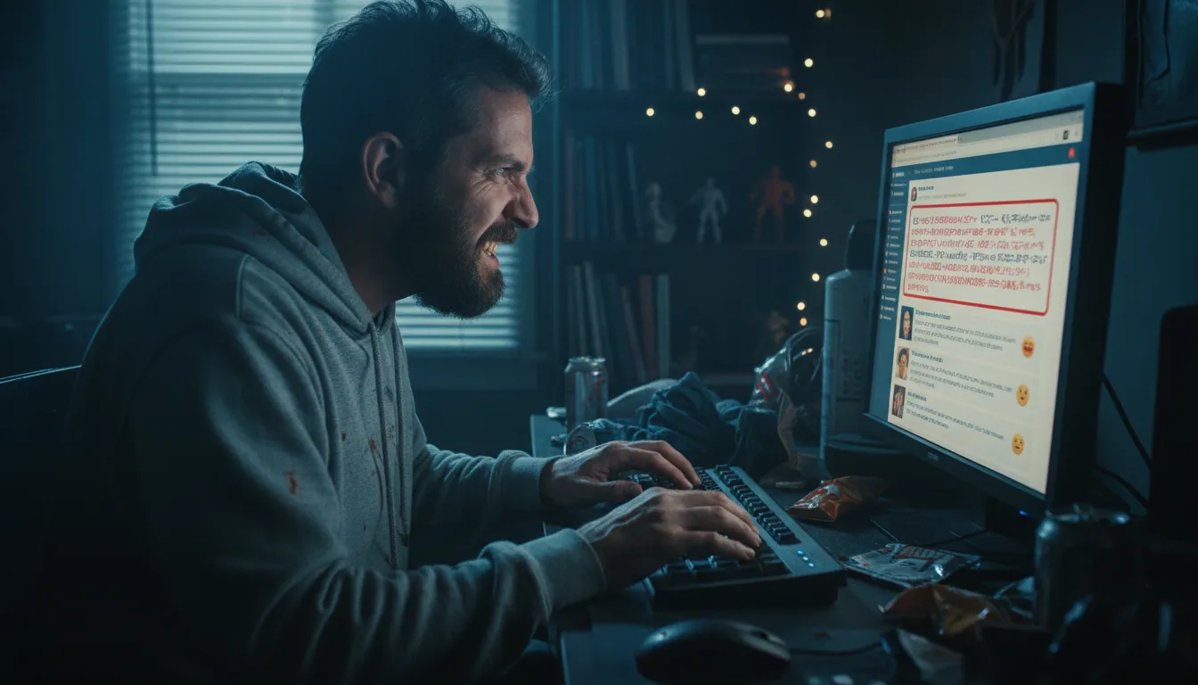 Illustration of troll: a person who stirs up trouble online