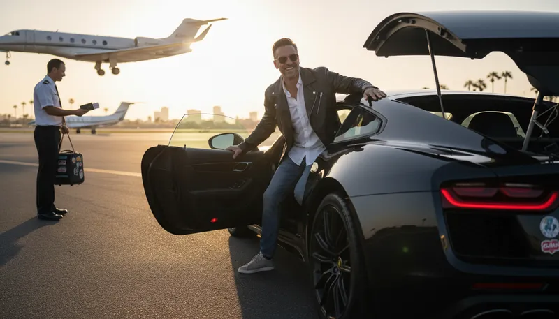 Illustration of in the fast lane: living a fast-paced, exciting lifestyle.