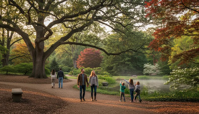 Illustration of arboretum: A place where trees and plants are studied.