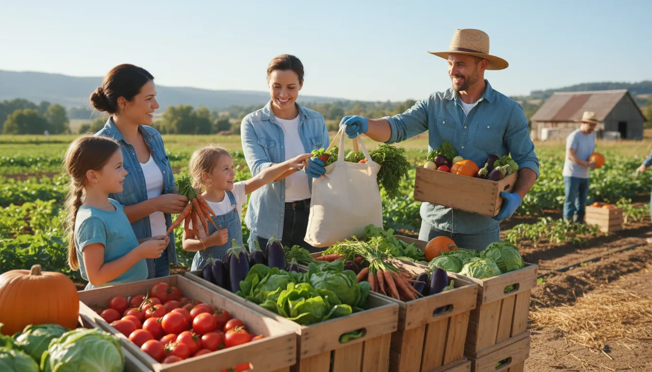 CSA का चित्र: a program where consumers buy shares of a local farm