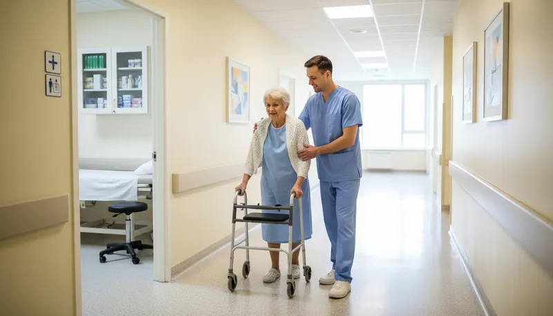 Illustration of orderly: hospital attendant who assists with patient care