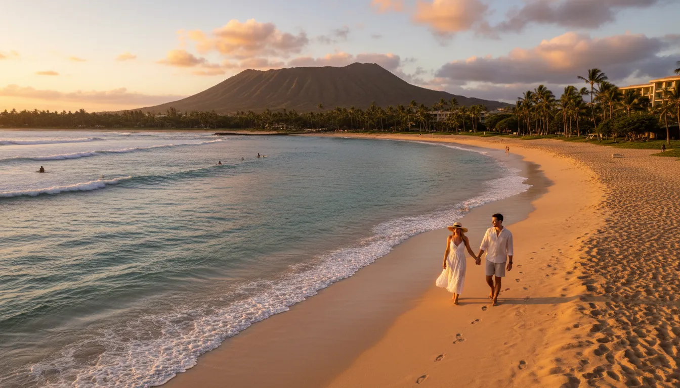 Maui 的插图：a beautiful island in Hawaii known for beaches.