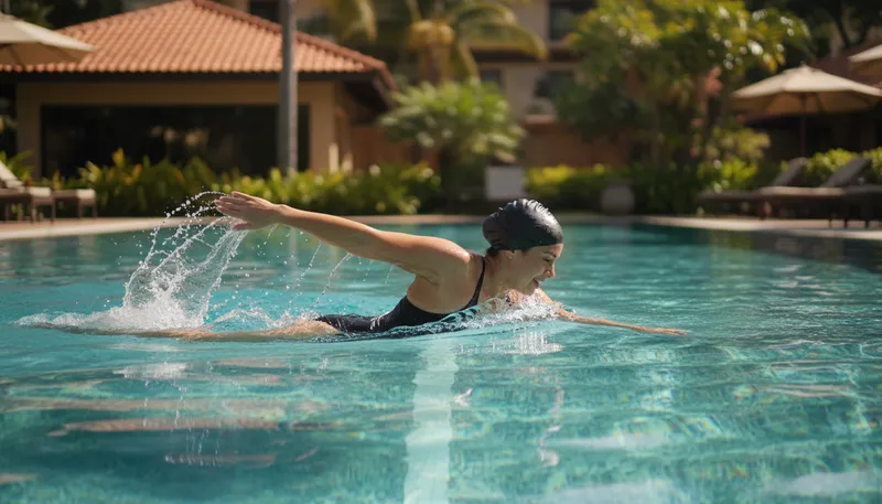 Illustration of breaststroke: A swimming style using a frog-like kick.