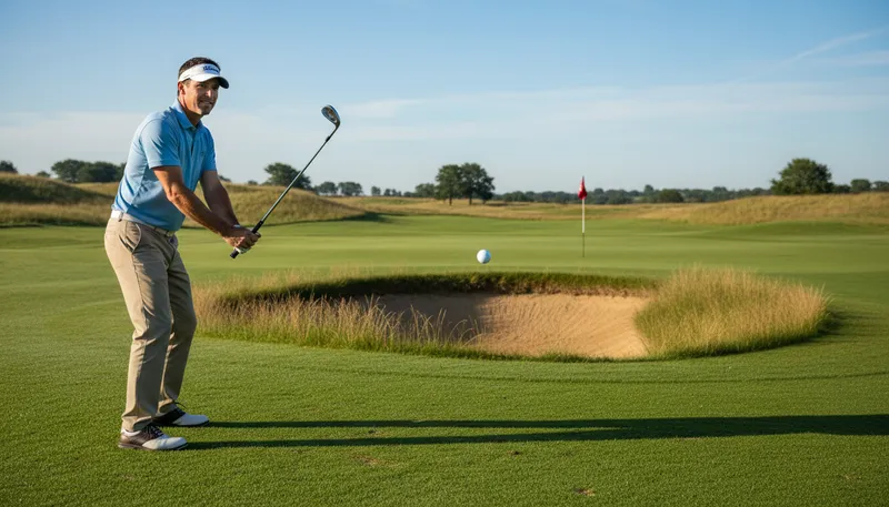 Illustration of chip shot: A short, low golf shot over obstacles.