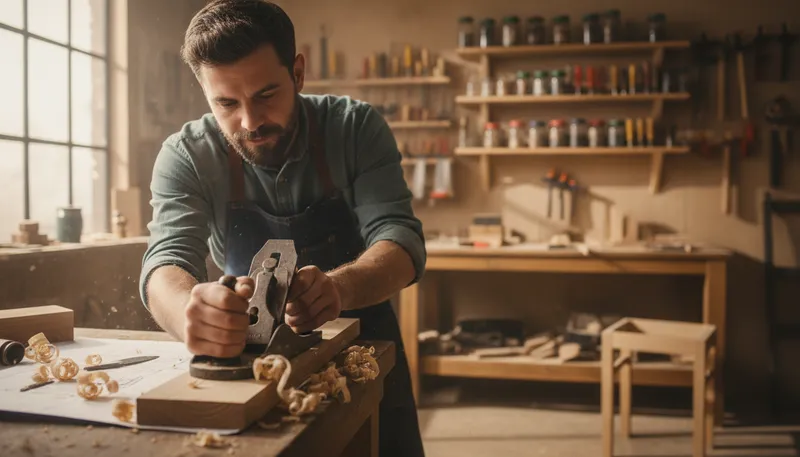 Illustration of work with one's hands: To engage in physical labor or craftsmanship.