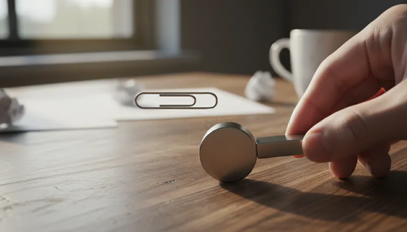 Illustration of magnet: An object that attracts metal.