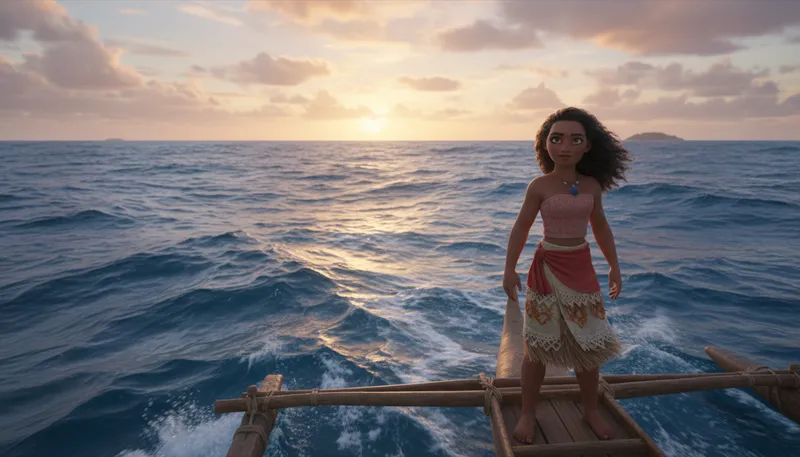 Illustration of moana: Disney character exploring her oceanic heritage.