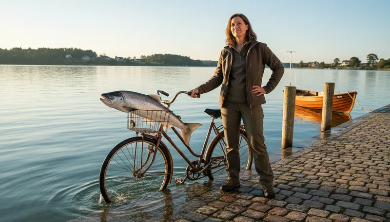 Illustration of a woman needs a man like a fish needs a bicycle: women can thrive independently of men
