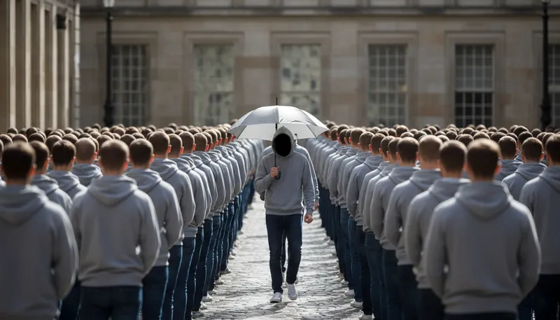Illustration of conformist: A person who follows accepted customs or norms.