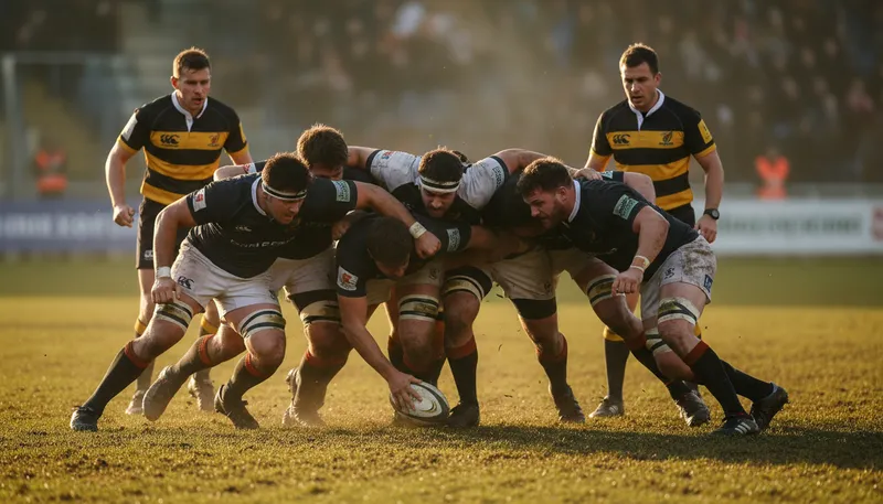 Illustration of scrum: rugby formation