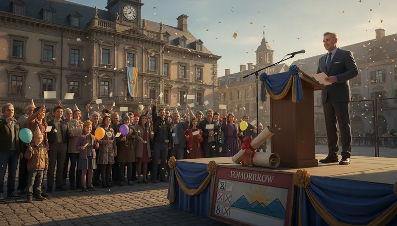 Illustration of proclaim: announce something publicly and officially.