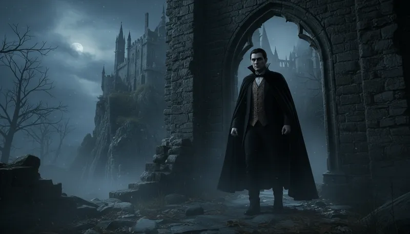 Illustration of dracula: A fictional vampire character from literature.
