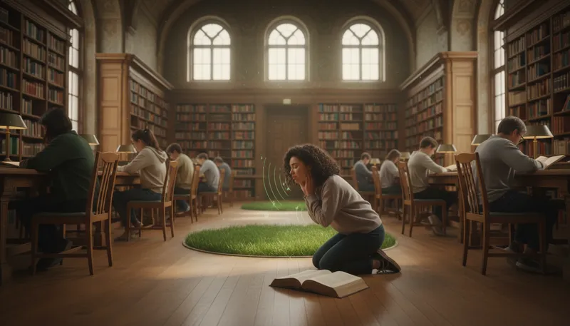Illustration of hear the grass grow: to be extremely quiet or still