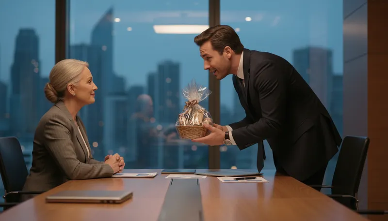 Illustration of curry favor: to seek to gain approval or support
