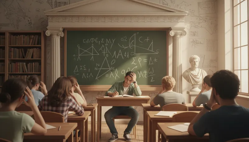 Illustration of that's all greek to me: Something confusing or difficult to understand.