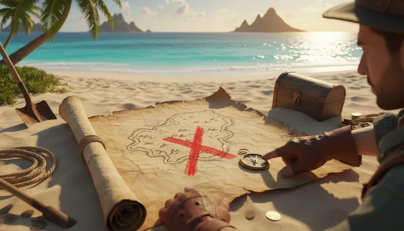 Illustration of x marks the spot: indicates the exact location.