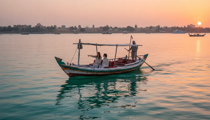 Illustration of abra: a type of traditional boat in the Middle East
