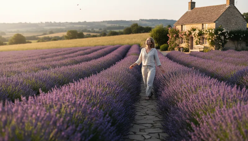 Illustration of lavender: A purple flowering plant with a pleasant scent.