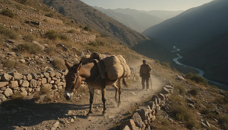 Illustration of mule: A hybrid animal, offspring of a horse and donkey.