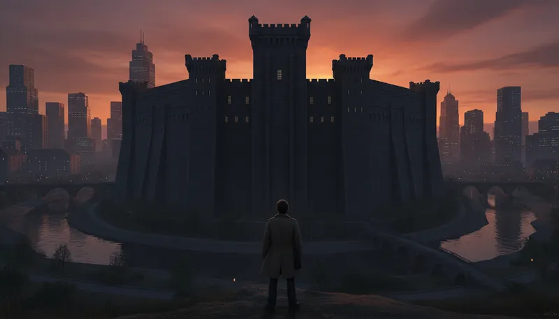 Illustration of penitentiary: A prison for criminals serving long sentences.