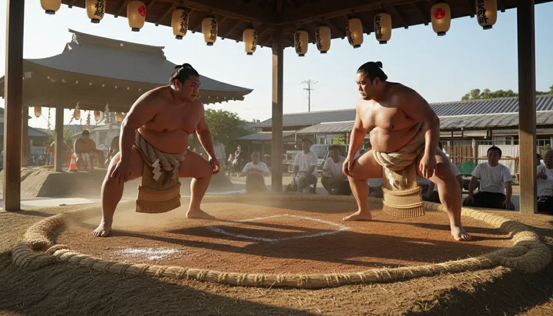Illustration of sumo: A Japanese form of wrestling.