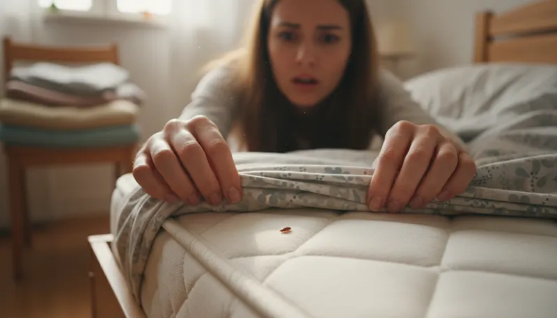Illustration of bedbug: A small insect that bites and infests beds.