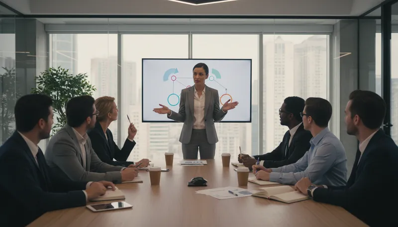 Illustration of chairperson: person leading a meeting or organization