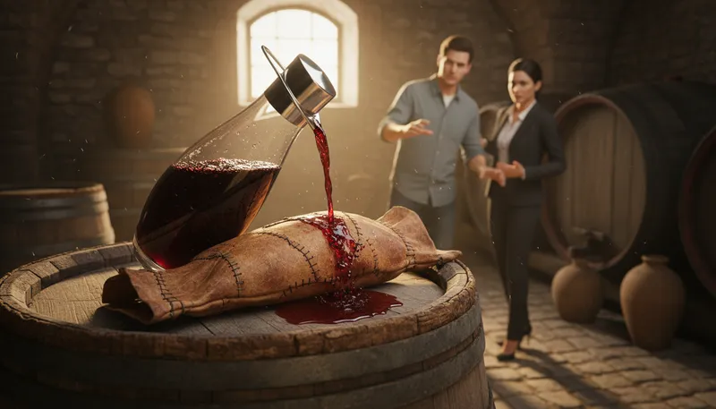 Illustration of new wine in an old wineskin: new ideas in outdated systems don’t fit.