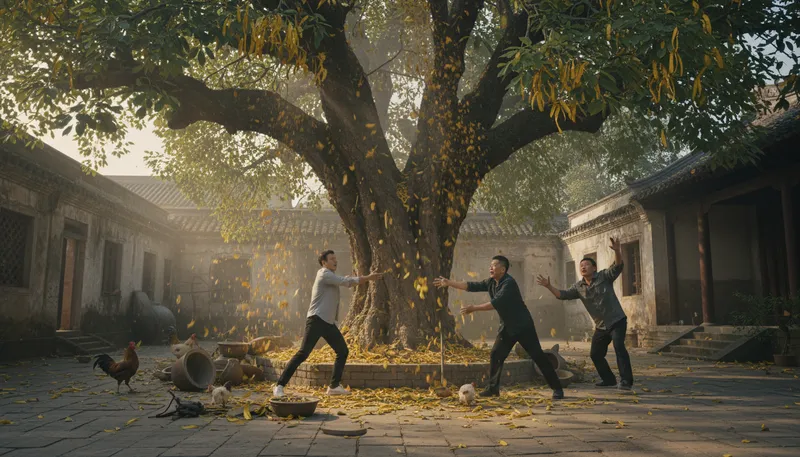 Illustration of shake the pagoda tree: to provoke unexpected results or consequences.