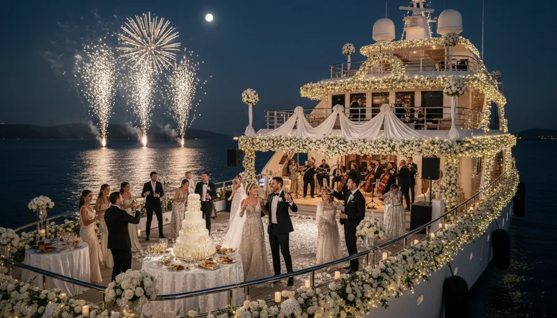 Illustration of push the boat out: Spend money for a special occasion.