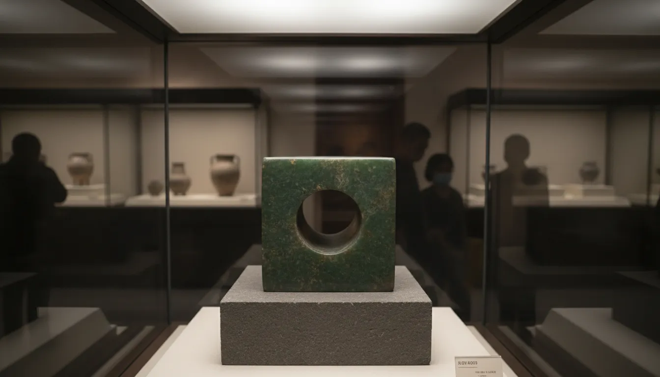 Ilustração de cong: An ancient Chinese jade tube with square sides.