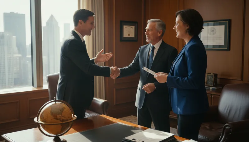 Illustration of friends in high places: People with power or influence to help.